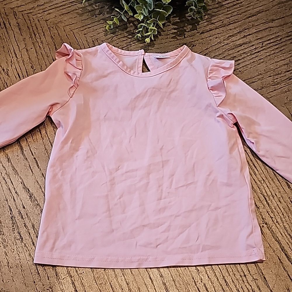 Pink long sleeve ruffle top 4-5T